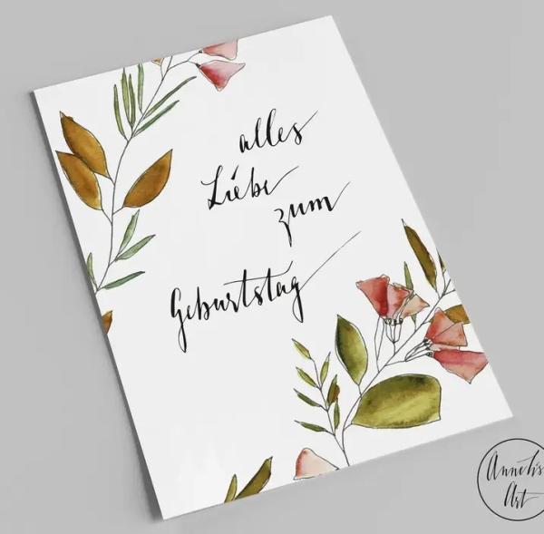 Geburtstagskarte mit Blumen